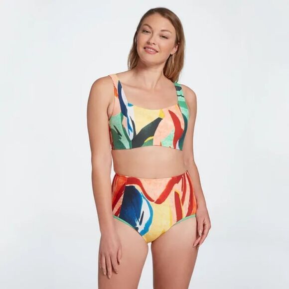 CALIA 2 piece Swimsuit Bikini Painterly Floral Sm Top/Md Bottom - Picture 1 of 14